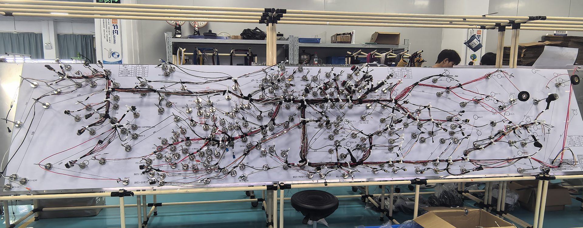 Full-scale harness forming board for a multi-branch assembly