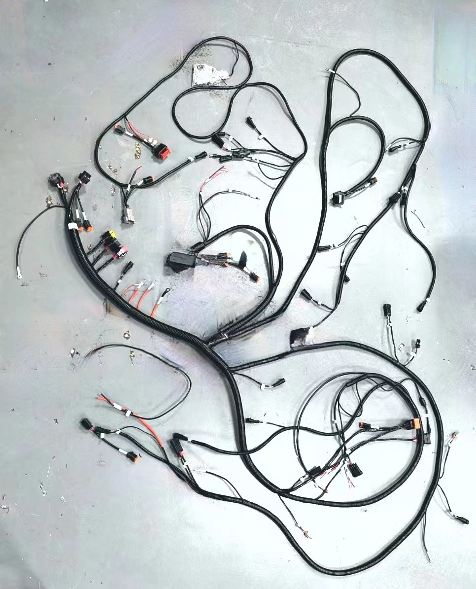 Heavy-duty multi-connector harness for construction machinery